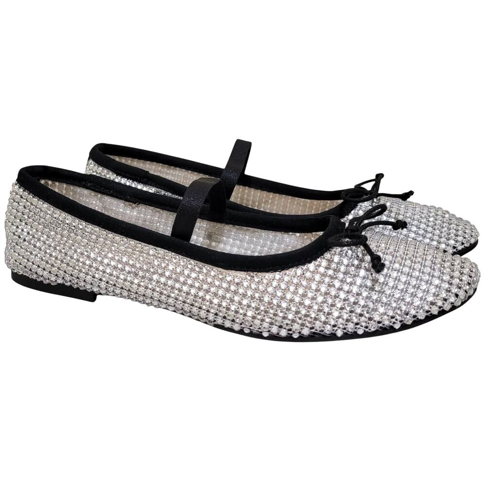 On 34th Women Farrah Mary Jane Ballet Flats Size US 6.5M Bling Chainmail
